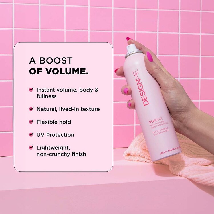 DESIGN.ME Puff.Me | Spray Texturisant Sec – Volume Instantané et Texture Souple Effet Coiffé-Décoiffé
