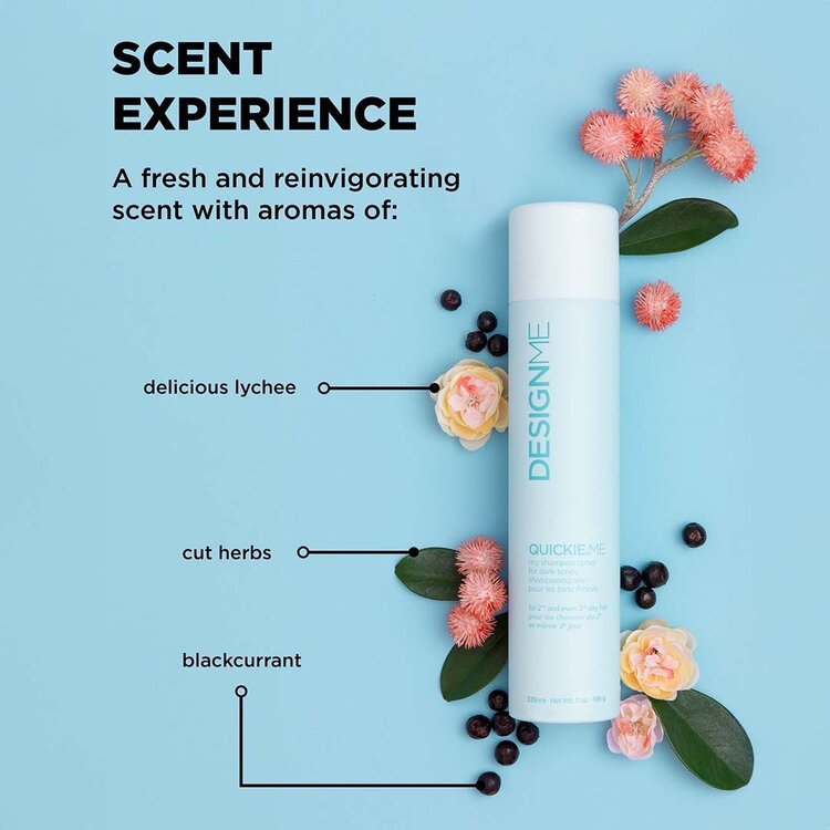 DESIGN.ME Quickie.Me | Shampooing Sec Tons Foncés – Rafraîchit les Racines et Absorbe le Sébum Sans Voile Blanc