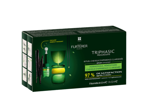 René FURTERER Paris Triphasic | Progressive | ***Rituel de Sérum Concentré pour Cheveux Clairsemés (8 Ampoules*5.5ml)