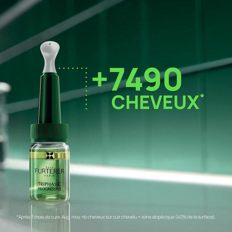 René FURTERER Paris Triphasic | Progressive | ***Rituel de Sérum Concentré pour Cheveux Clairsemés (8 Ampoules*5.5ml)