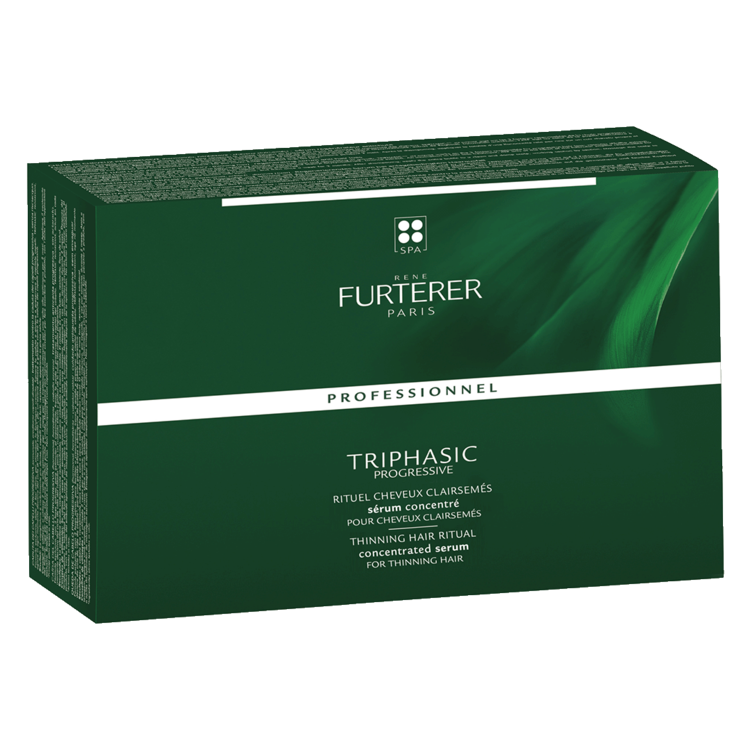 René FURTERER Paris Triphasic | Progressive | Rituel de Sérum Concentré pour Cheveux Clairsemés 16 Ampoules x 5.5ml