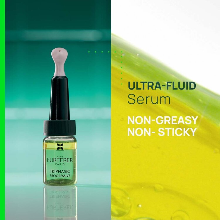 René FURTERER Paris Triphasic | Progressive | Rituel de Sérum Concentré pour Cheveux Clairsemés 16 Ampoules x 5.5ml