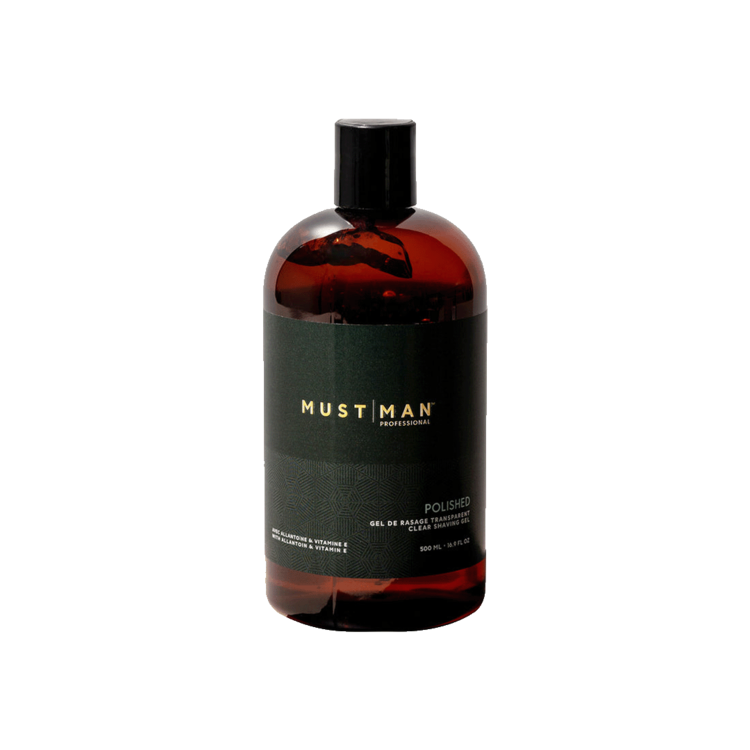 MUST | MAN Professional Polished | Clear Shaving Gel 500 ml / 16 oz – Smooth glide and precise shaving control