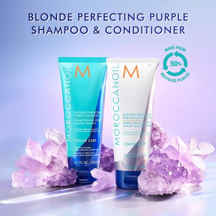MOROCCANOIL Color Care | Après-Shampooing Violet Blond Parfait – Soin violet anti-jaune pour blond froid