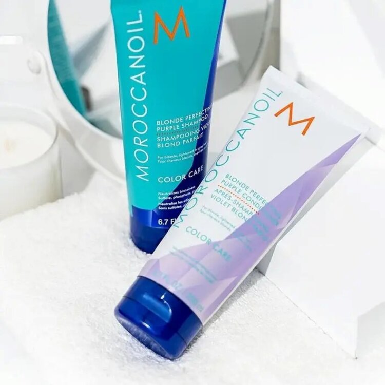 MOROCCANOIL Color Care | Après-Shampooing Violet Blond Parfait – Soin violet anti-jaune pour blond froid