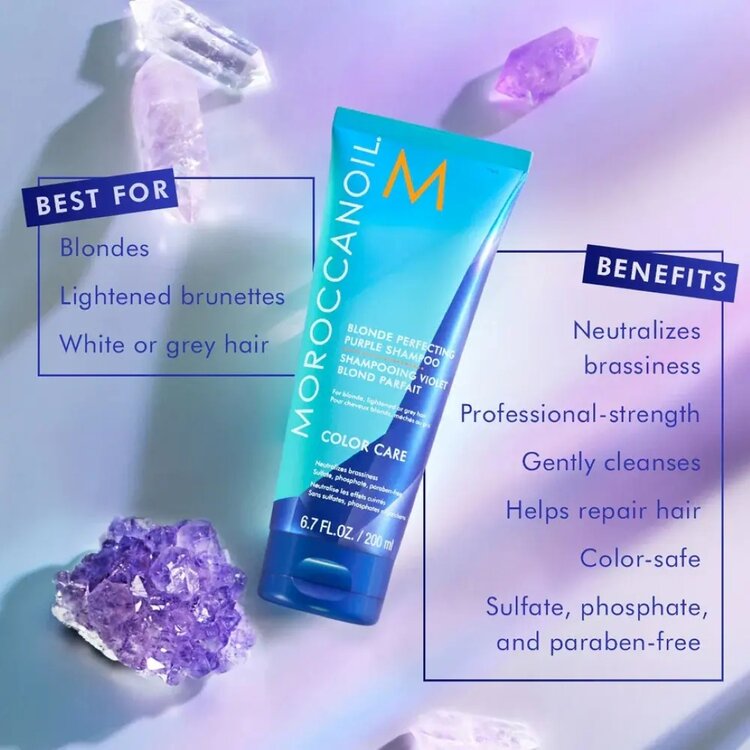 MOROCCANOIL Color Care | Blonde Perfecting Purple Shampoo – Neutralizes yellow tones & boosts brightness