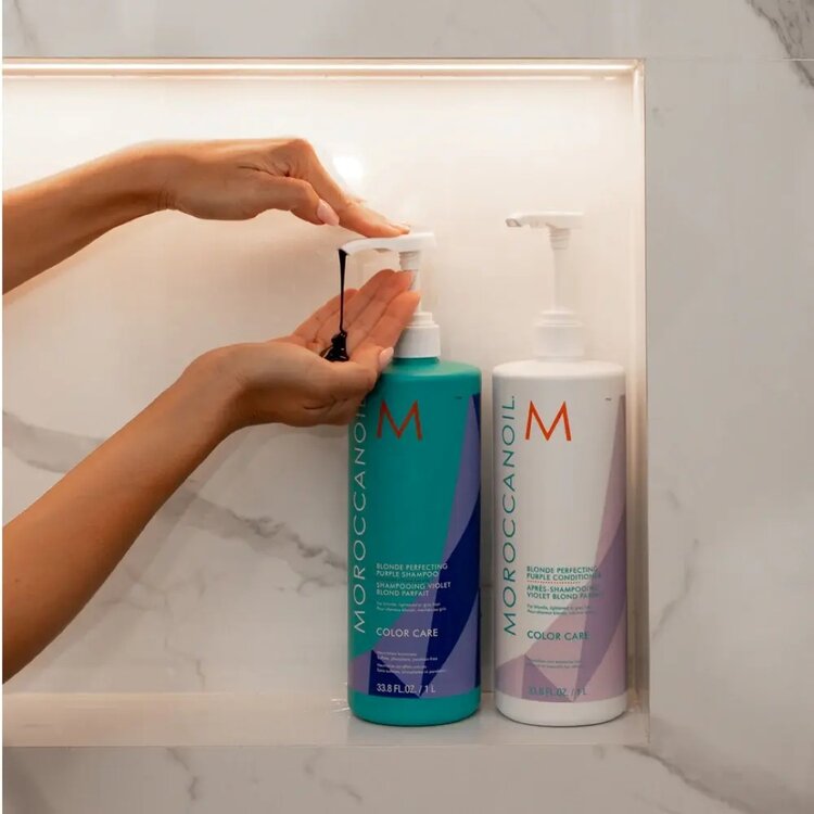MOROCCANOIL Color Care | Blonde Perfecting Purple Shampoo – Neutralizes yellow tones & boosts brightness