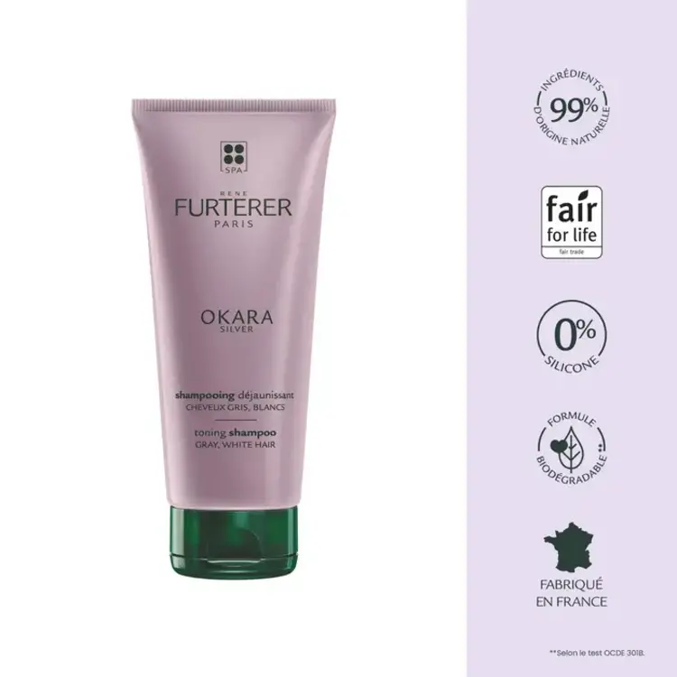 René FURTERER Paris Okara Silver | Anti-Yellow Shampoo - Neutralizes Yellow Tones for Gray, White and Blonde Hair