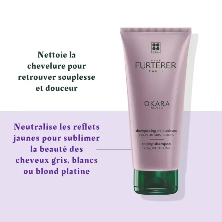 René FURTERER Paris Okara Silver | Anti-Yellow Shampoo - Neutralizes Yellow Tones for Gray, White and Blonde Hair