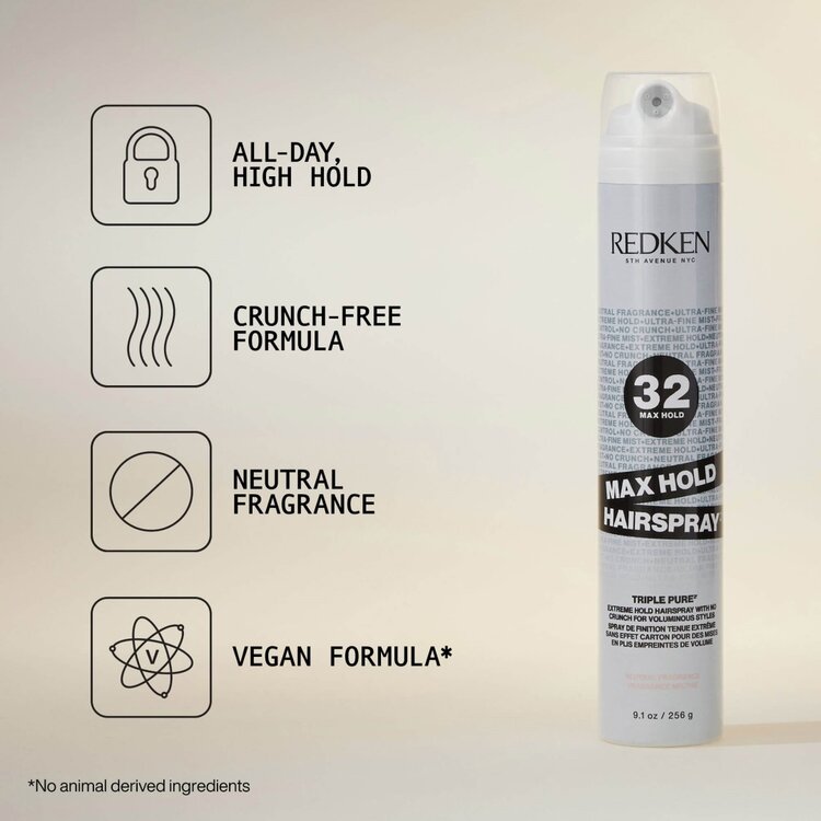 REDKEN Styling | Triple Pure 32 | Max Hold Hairspray - Maximum Hold (256g/9.1ooz)