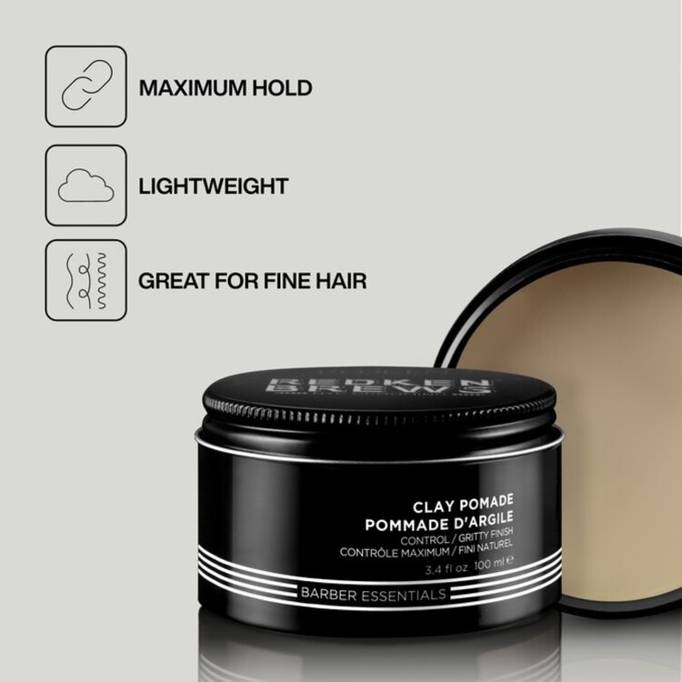 REDKEN Brews | Clay Pomade - Maximum Hold and Matte Finish (100ml/3.4oz)