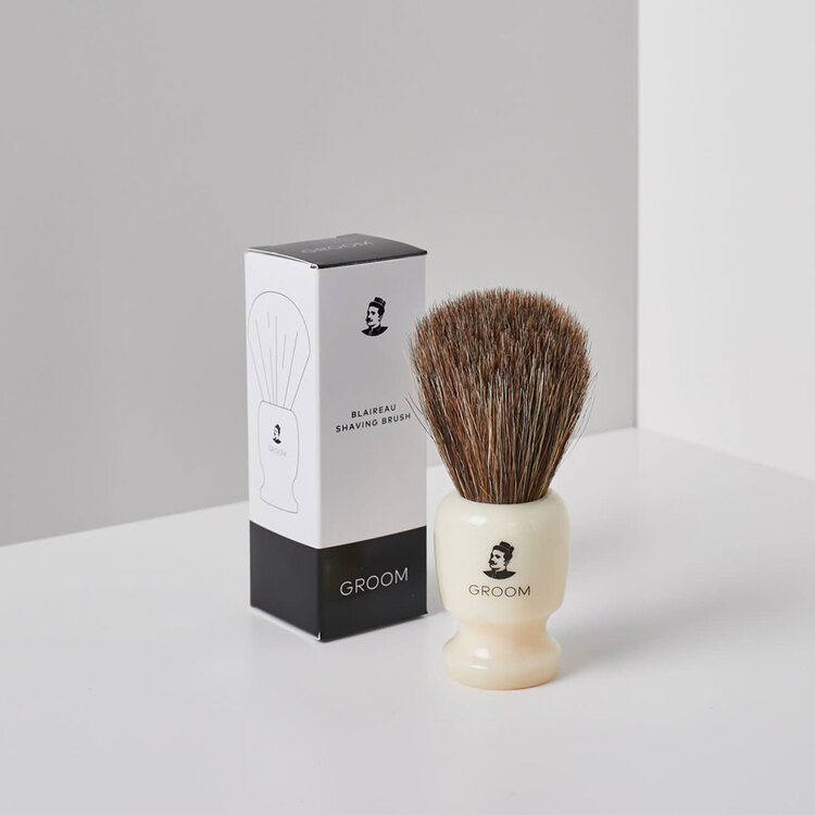 GROOM Shaving Brush - Professional Horsehair Brush