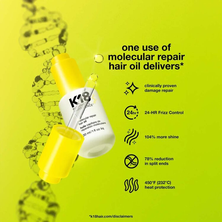 K18 Biomimetic Hairscience Huile Capillaire de Réparation Moléculaire – Huile réparatrice légère anti-frisottis