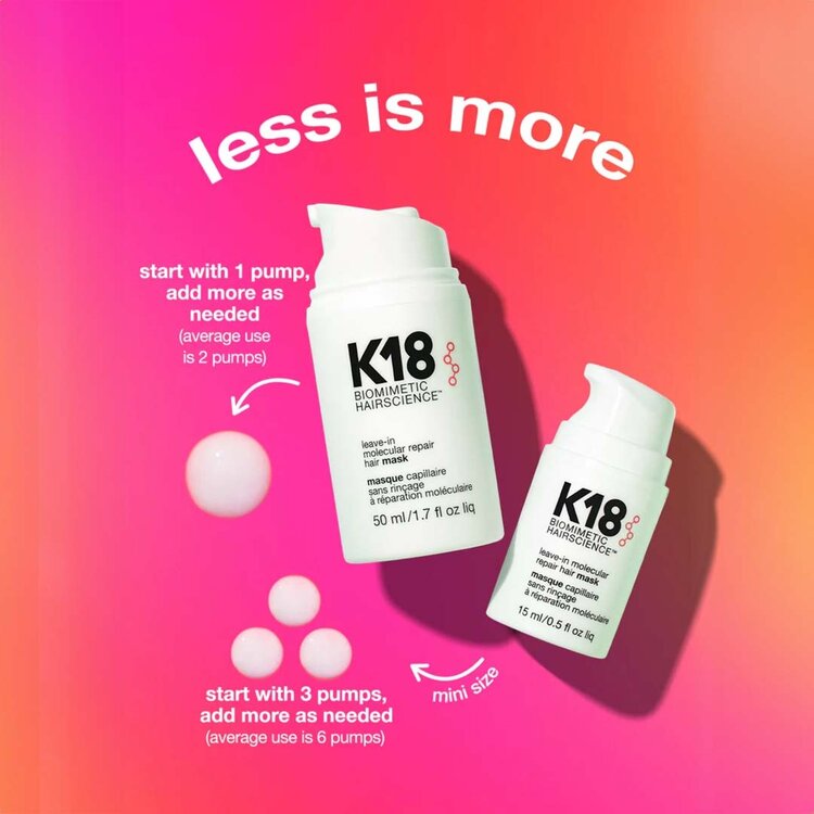 K18 Biomimetic Hairscience Leave-in Molecular Repair Hair Mask – Deep repair treatment for damaged hair