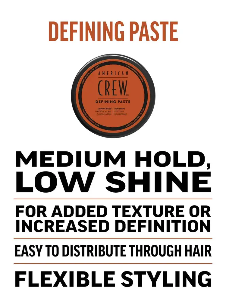 AMERICAN CREW AMERICAN CREW - COIFFANT | DEFINING PASTE Medium Hold and Low Shine / Fixation Souple et Effet Mat (85g / 3 oz)