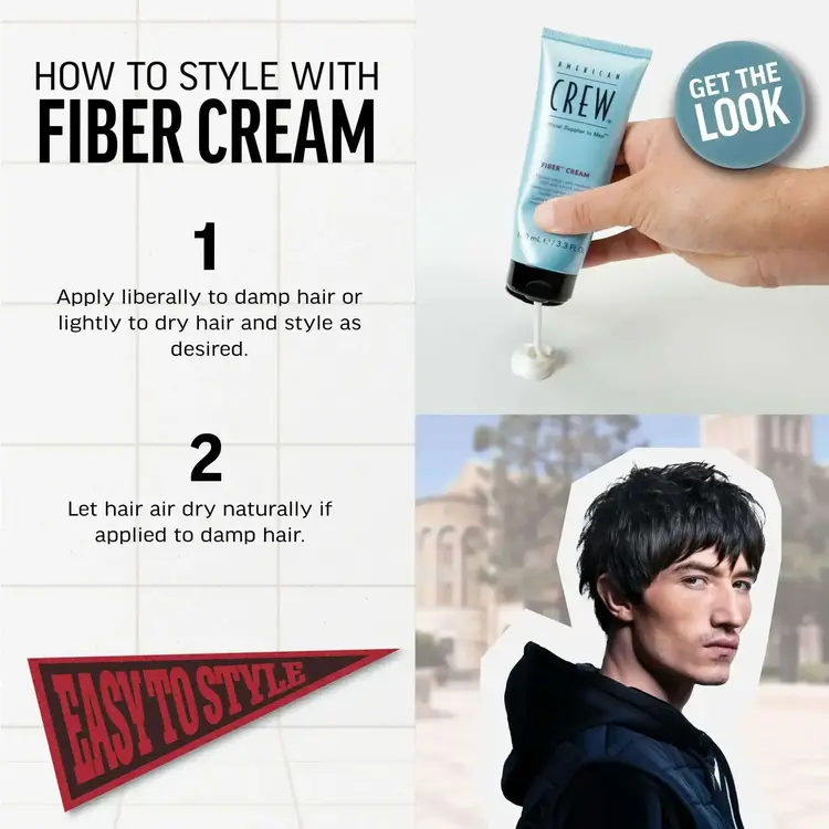 AMERICAN CREW AMERICAN CREW - COIFFANT | FIBER CREAM Medium Hold and Natural Shine / Fixation Moyenne et Brillance Naturelle (100ml/3.3oz)