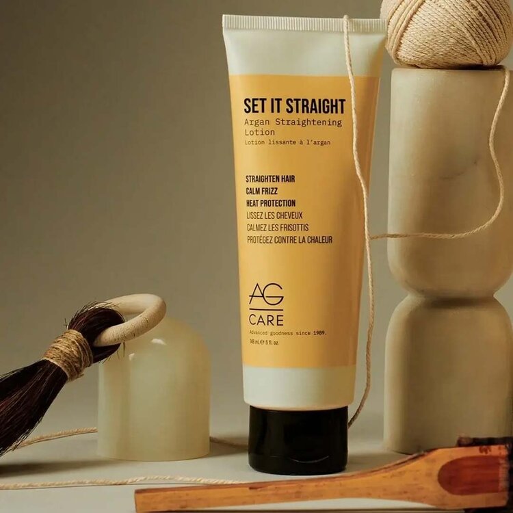 AG | CARE Set It Straight | Lotion Lissante à l'Argan - Lissage et Protection Thermique (148ml)