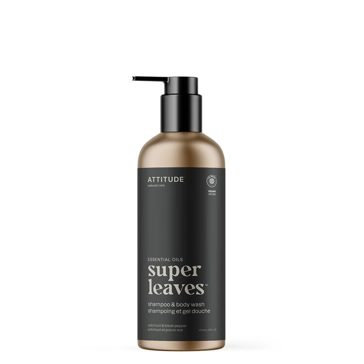ATTITUDE Super Leaves | Shampooing et Gel Douche | Patchouli et Poivre Noir
