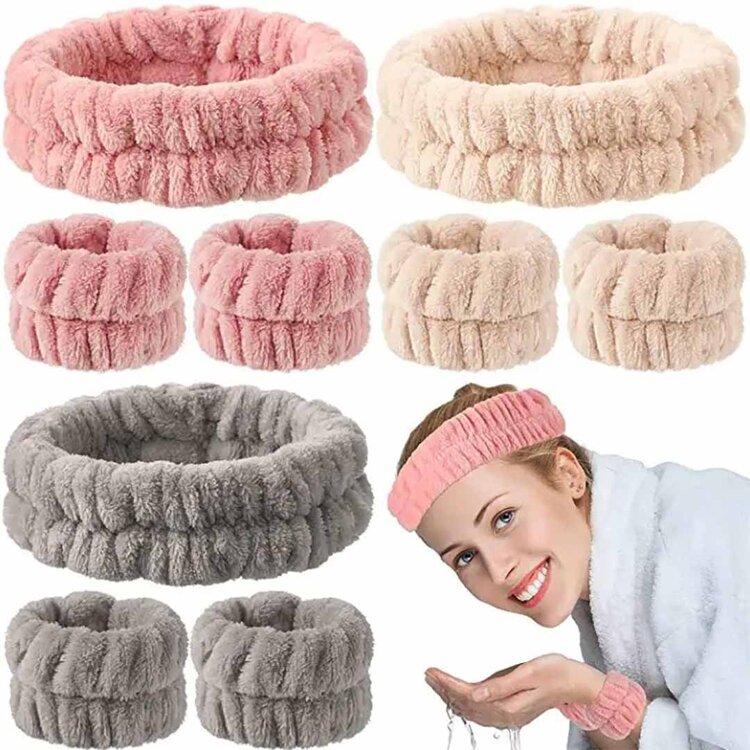 Facial Care Headband and Wristband Set