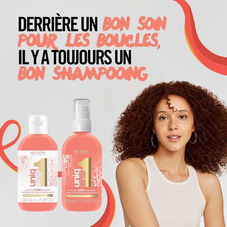 REVLON PROFESSIONAL Uniq One Curls | All-In-One Shampoo | Curly Hair – Cleanses, Nourishes, and Defines Curls (230ml/7.8oz)