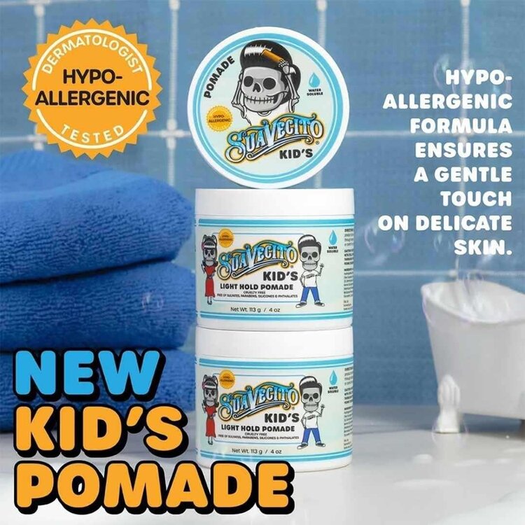 SUAVECITO Kid's Light Hold Pomade (113 g / 4 oz) – Gentle Pomade for Kids with Natural, Light Hold