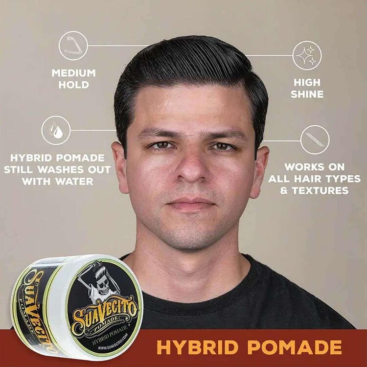 SUAVECITO Hybrid Pomade (113 g / 4 oz) – Medium Hold Hybrid Pomade with Natural Finish