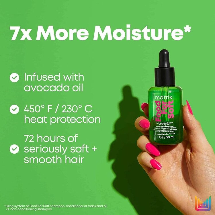 MATRIX Food For Soft | Multi-Use Oil Serum (50ml/1.7oz) – Nourishing Leave-In with Avocado Oil
