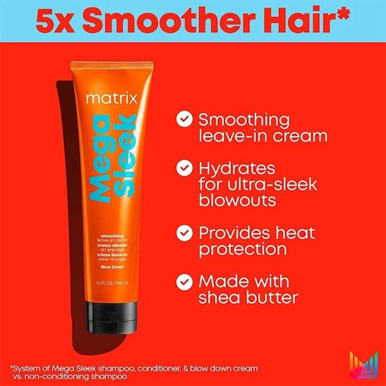 MATRIX Total Results | Mega Sleek | Blow Down (150 ml / 5.1 oz) – Heat-Protective Blow-Dry Cream