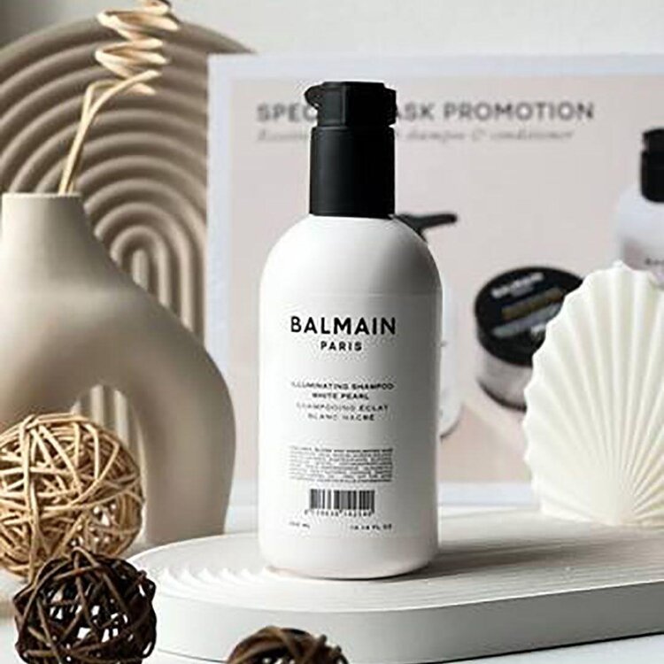 BALMAIN Paris Shampooing Éclat Blanc Nacré – Luminosité et Reflets Neutres pour Cheveux Blonds et Gris