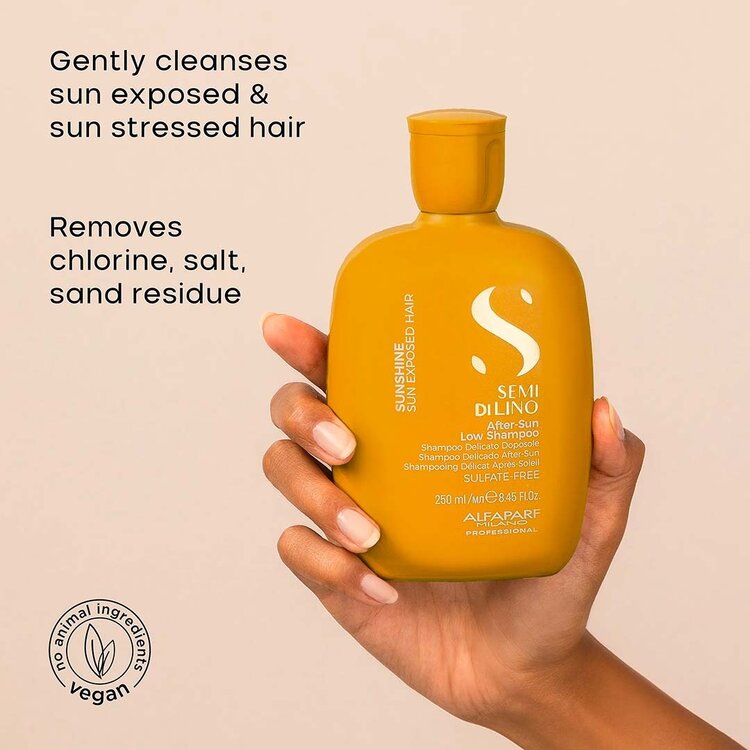 ALFAPARF Milano Semi di Lino | Sunshine | After‑Sun Low Shampoo – Gently cleanses after sun exposure