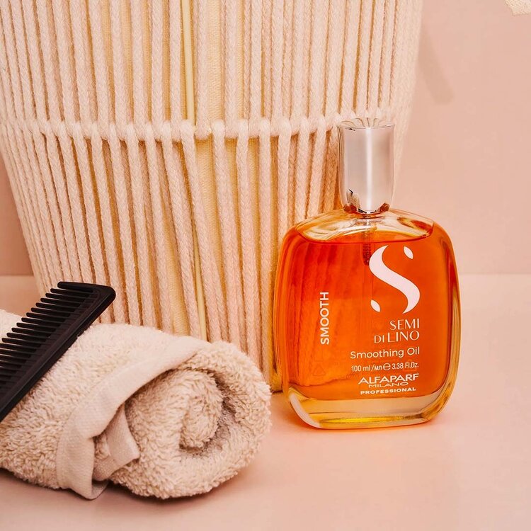 ALFAPARF Milano Semi di Lino | Smooth | Smoothing Oil (100 ml / 3.38 oz) – Silky finish and frizz control