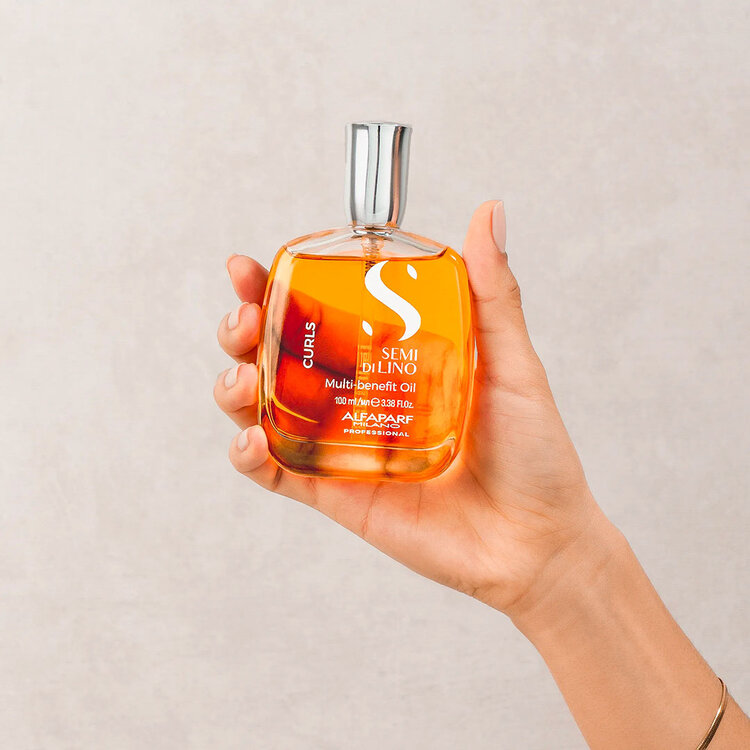 ALFAPARF Milano Semi di Lino | Curls | Multi‑Benefit Oil (100 ml / 3.38 oz) – Huile légère pour nourrir et définir