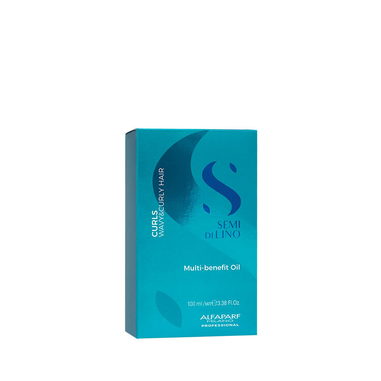 ALFAPARF Milano Semi di Lino | Curls | Multi‑Benefit Oil (100 ml / 3.38 oz) – Huile légère pour nourrir et définir