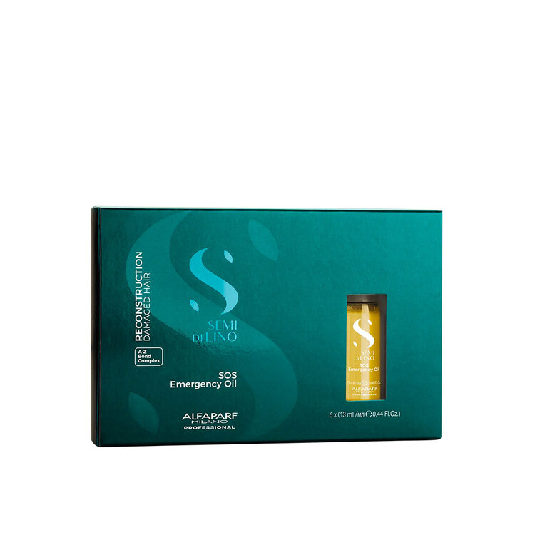 ALFAPARF Milano Semi di Lino | Reconstruction | SOS Emergency Oil (6×13ml / 0.44oz) – Intensive Reconstructing Ampoules for Damaged Hair