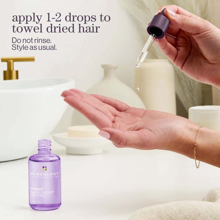 PUREOLOGY Hydrate | Glow Catcher | Oil (50 ml / 1.7 oz) – Radiance and nourishment for dry hair