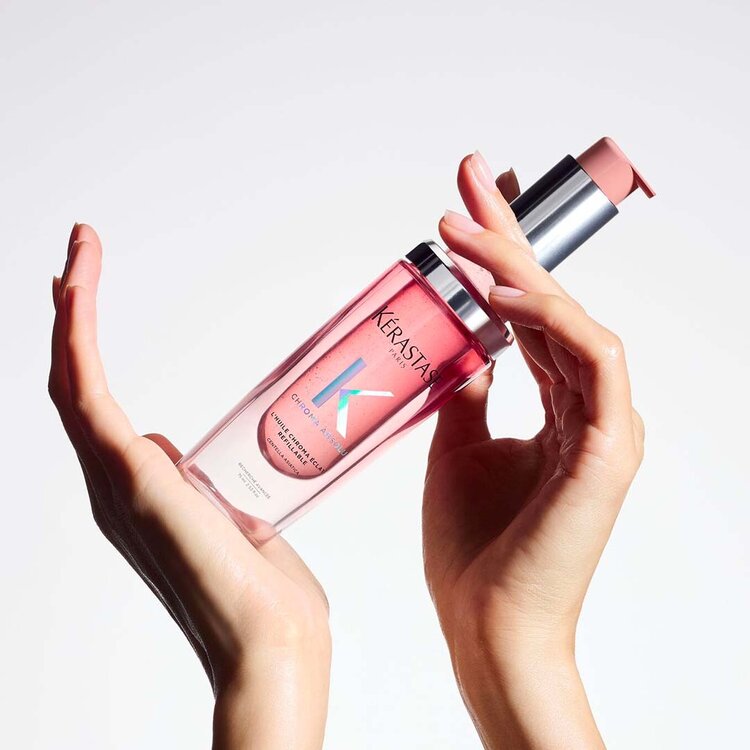 KÉRASTASE Chroma Absolu | Routine Rechargeable Éclat Radiance – Duo d’huiles capillaires pour brillance et protection