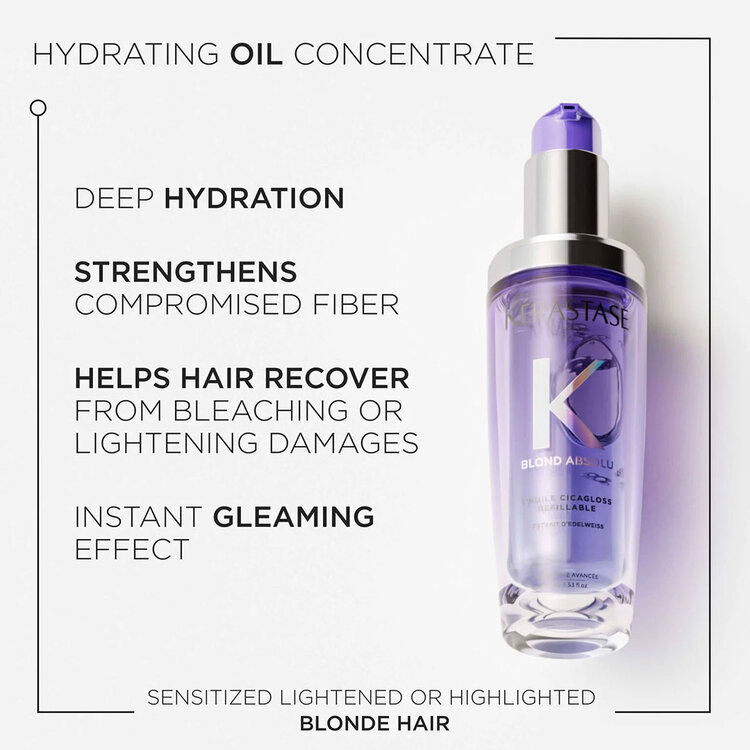 KÉRASTASE Blond Absolu | Routine Rechargeable Cicagloss – Duo d’huiles réparatrices et protectrices pour cheveux blonds