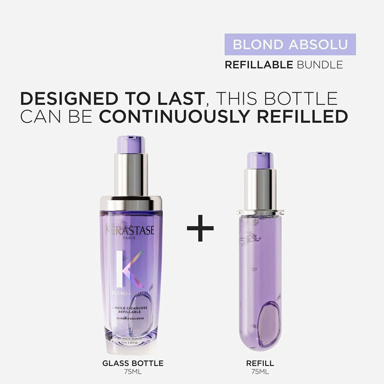 KÉRASTASE Blond Absolu | Routine Rechargeable Cicagloss – Duo d’huiles réparatrices et protectrices pour cheveux blonds