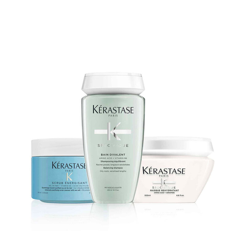 KÉRASTASE Spécifique & Fusio Scrub | Routine Purifiante Contrôle Du Sébum – Coffret cuir chevelu gras : purifie, rééquilibre et rafraîchit durablement