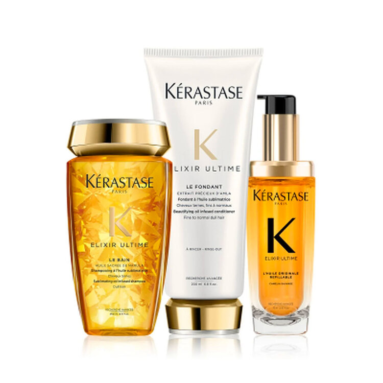 KÉRASTASE Elixir Ultime | Routine Capillaire | Trio De Soins Essentiels – Nutrition, brillance et douceur au quotidien