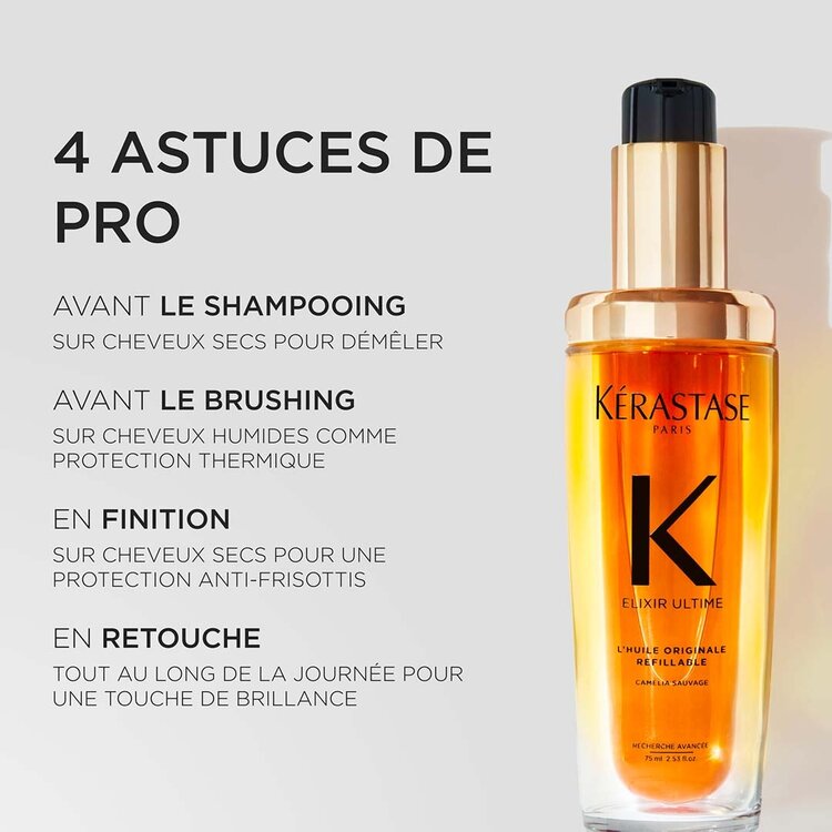 KÉRASTASE Elixir Ultime | Routine Capillaire | Duo Rechargeable Soins D’Huiles – Nutrition, brillance et contrôle des frisottis au quotidien