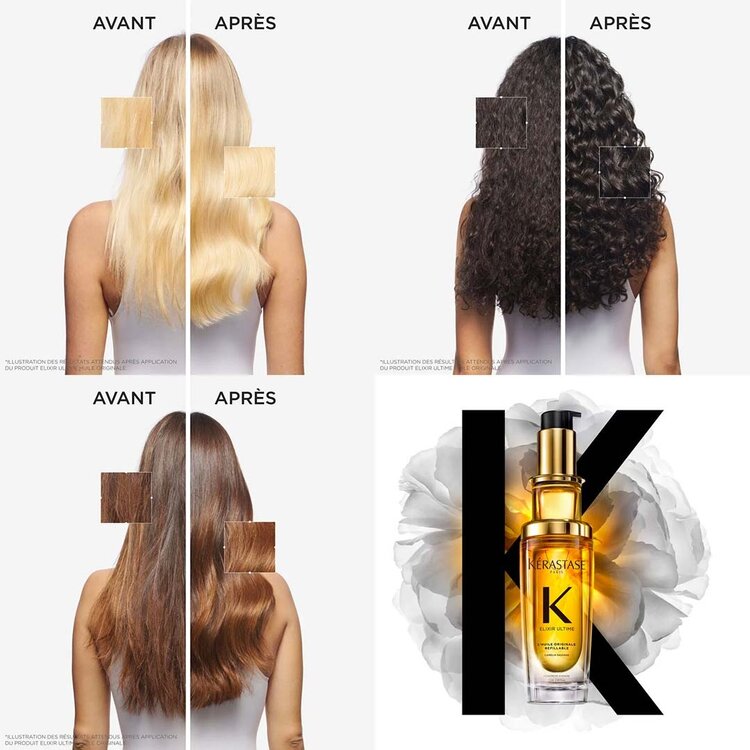 KÉRASTASE Elixir Ultime | Haircare Routine | Refillable Oil Care Duo – Daily nourishment, shine & frizz control