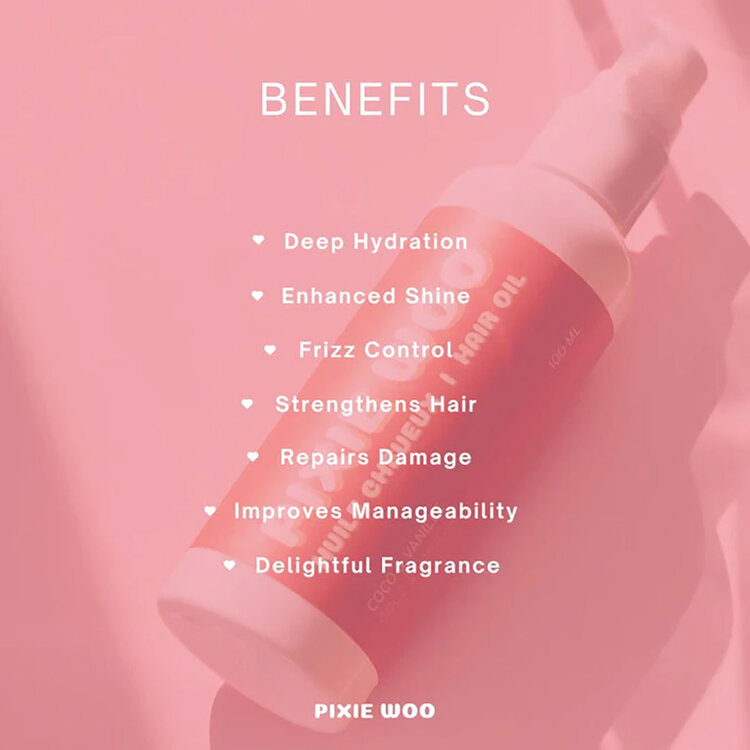 PIXIE WOO Hair Oil (100 ml / 3.4 oz) | Coco Vanilla | Nourishing Shine