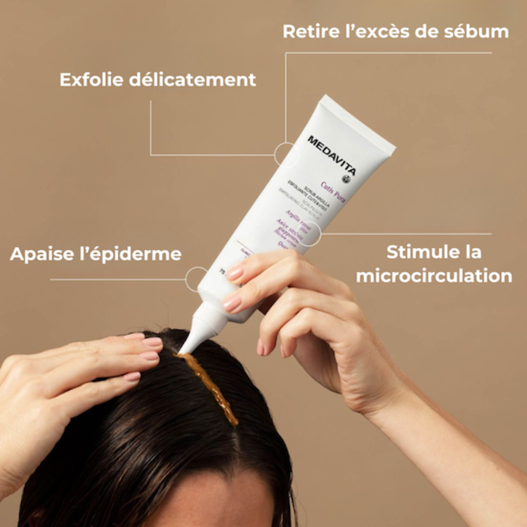 MEDAVITA Cutis Pura | Clay Scrub - Purifying Exfoliator for Scalp and Face