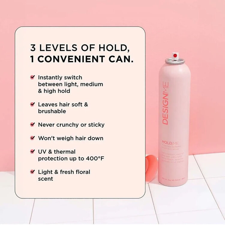 DESIGN.ME Ornaments Hold.me | Three-Way Hairspray | Holiday 2025 — Adjustable Hold & Touchable Finish
