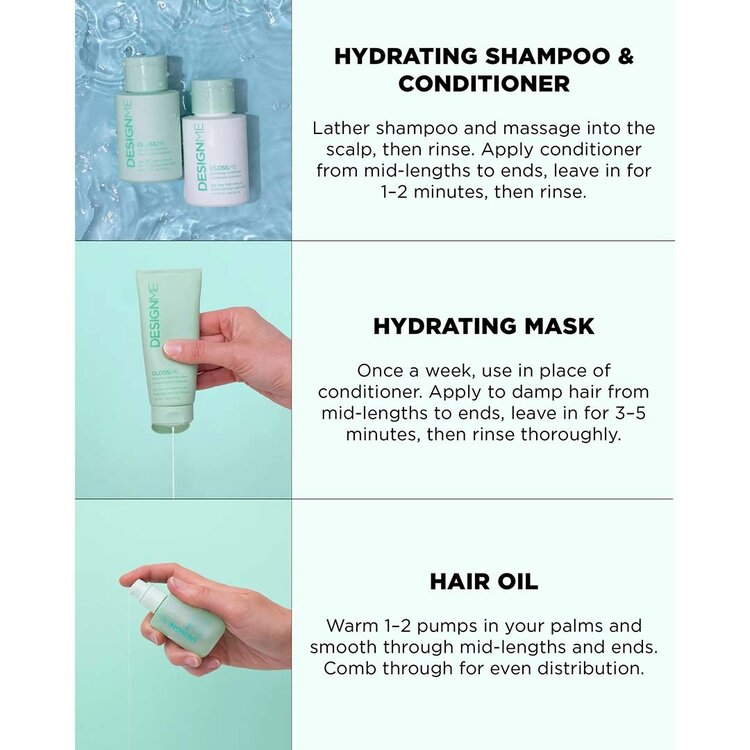 DESIGN.ME Gloss.Me | Cheveux de Rêve | Coffret Hydratation 2025 | Hydratation & Éclat Légers