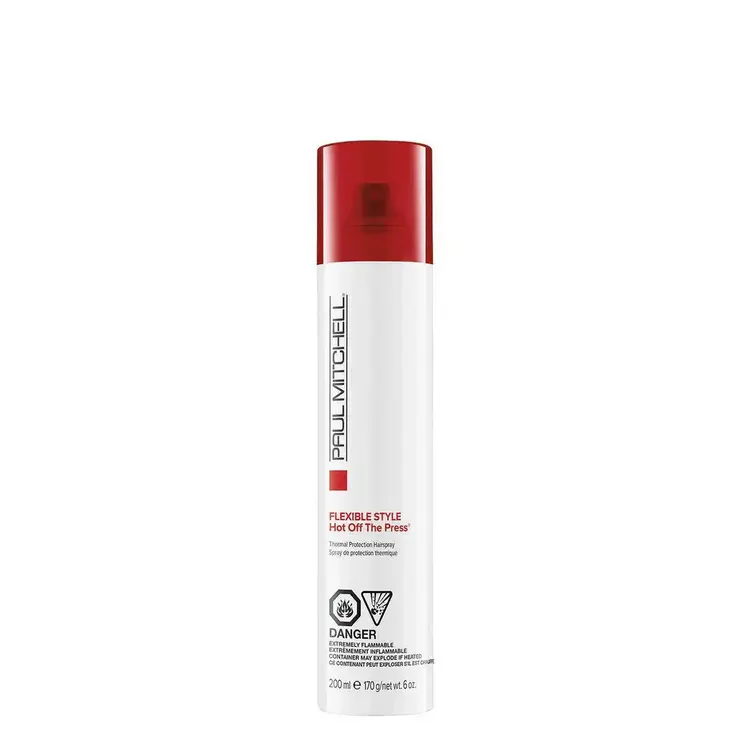 PAUL MITCHELL ***Flexible Style | Hot Off The Press | Spray de Protection Thermique (200ml/170g/6oz) - Spray protecteur thermique jusqu’à 450°F qui aide à réduire les frisottis et à lisser la coiffure avec une tenue souple