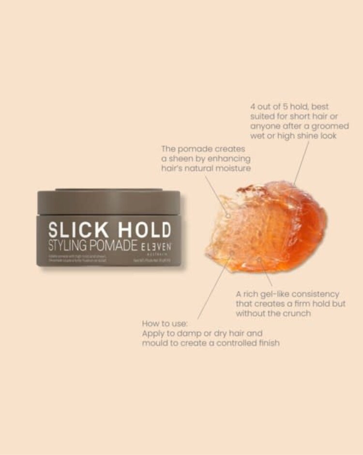 ELEVEN Australia Slick Hold | Styling Pomade (85 g / 3 oz) — Flexible Hold & Sleek Finish