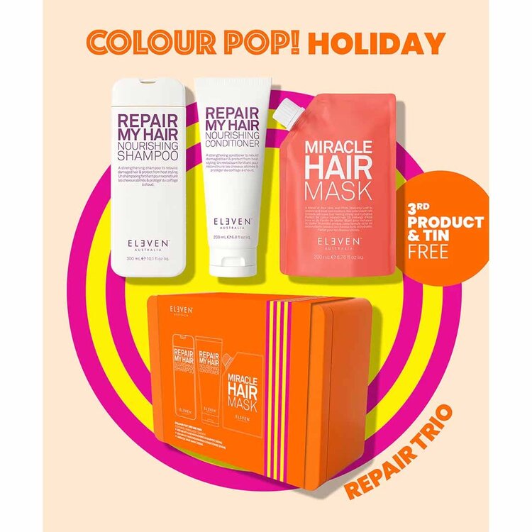 ELEVEN Australia Colour Pop! | Repair Trio | Holiday Sets 2025 — Nourishing & strengthening gift set for damaged hair