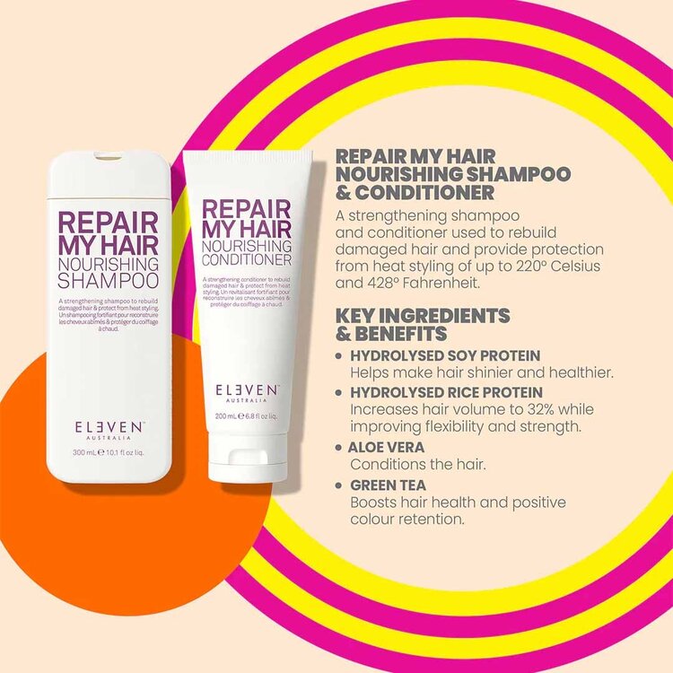 ELEVEN Australia Colour Pop! | Trio Réparateur |Coffrets | Fêtes 2025 — Coffret nutrition + réparation pour cheveux abîmés